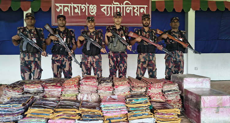সুনামগঞ্জে ৫৫ লাখ টাকার ভারতীয় পণ্য জব্দ
