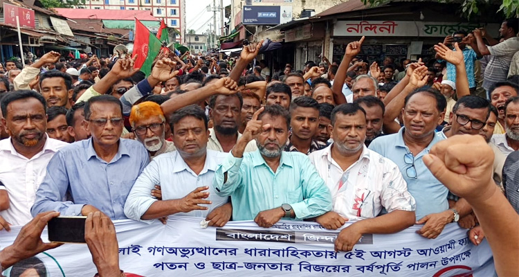 জুলাই গণঅভ্যুত্থানে তাহিরপুরে বিএনপি বিজয় মিছিল