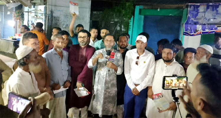 দক্ষিণ সুরমার খালেরমুখ বাজারে খান জামালের গনসংযোগ ও লিফলেট বিতরণ