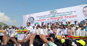 তাহিরপুরে বিশাল জনসমাবেশ করে ৩১ দফার লিফলেট বিতরণ