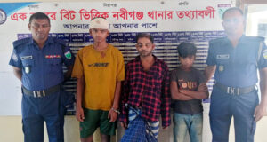 নবীগঞ্জে চোরাই গরু ও পিকআপসহ তিনজন আটক