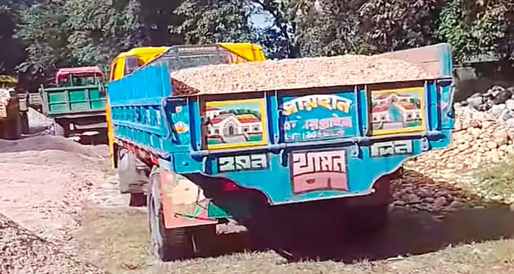 সিলেটে দুই দিনে এক ট্রাক ও চার ট্রাক্টর ভর্তি পাথর জব্দ