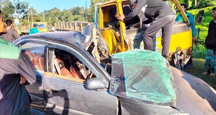 সিলেটে প্রাইভেটকার-ট্রাকের মুখোমুখি সংঘর্ষে নিহত ১