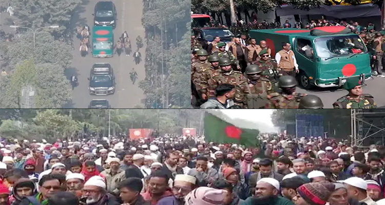 <span style='color:#ff0000;font-size:18px;'>বিপুল মানুষের সমাগম</span> <br/> মানিক মিয়া অ্যাভিনিউয়ের পথে খালেদা জিয়ার মরদেহ, বেলা ২টায় জানাজা