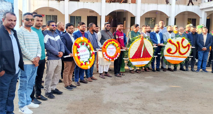 মহান বিজয় দিবসে শান্তিগঞ্জ প্রেসক্লাবের পুষ্পস্তবক অর্পণ