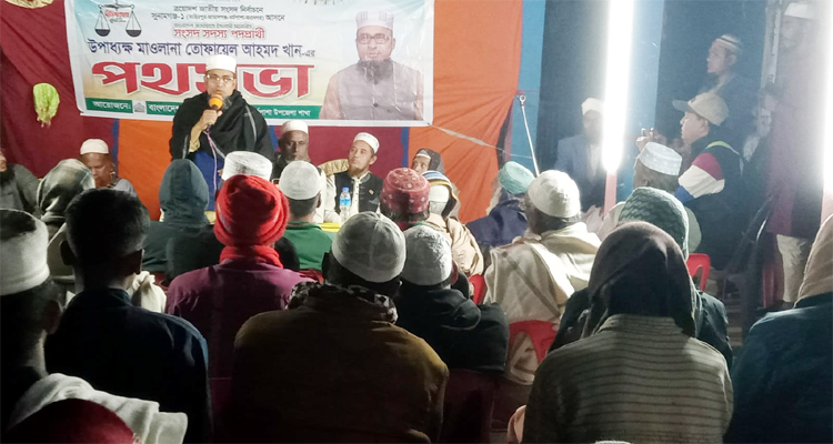 ধর্মপাশার জামায়াত প্রার্থী তোফায়েল আহমদ খানের পথসভা