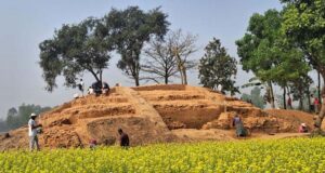 ৮০০ বছরের পুরোনো ইটের তৈরি মন্দিরের ধ্বংসাবশেষ