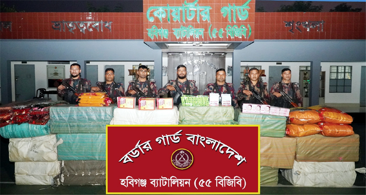 মাধবপুরে চোরাচালান পণ্য জব্দ করল বিজিবি