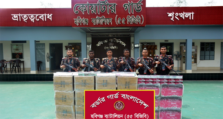 মাধবপুরে ৭৮ লাখ টাকার ভারতীয় পণ্য জব্দ