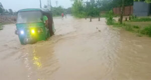 বৃষ্টির পানিতে জগদীশপুর-তেমুনিয়া সড়ক ডুবেছে, চরম ভোগান্তি