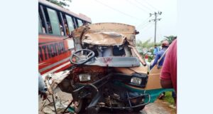 সুনামগঞ্জ-সিলেট মহাসড়কে বাস ও লেগুনার মুখোমুখি সংঘর্ষে নিহত ২