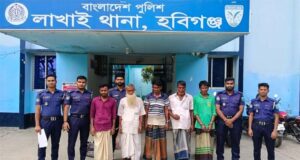 লাখাইয়ে পুলিশের সাড়াশি অভিযানে ইয়াবা ব্যবসায়ীসহ গ্রেফতার ৫